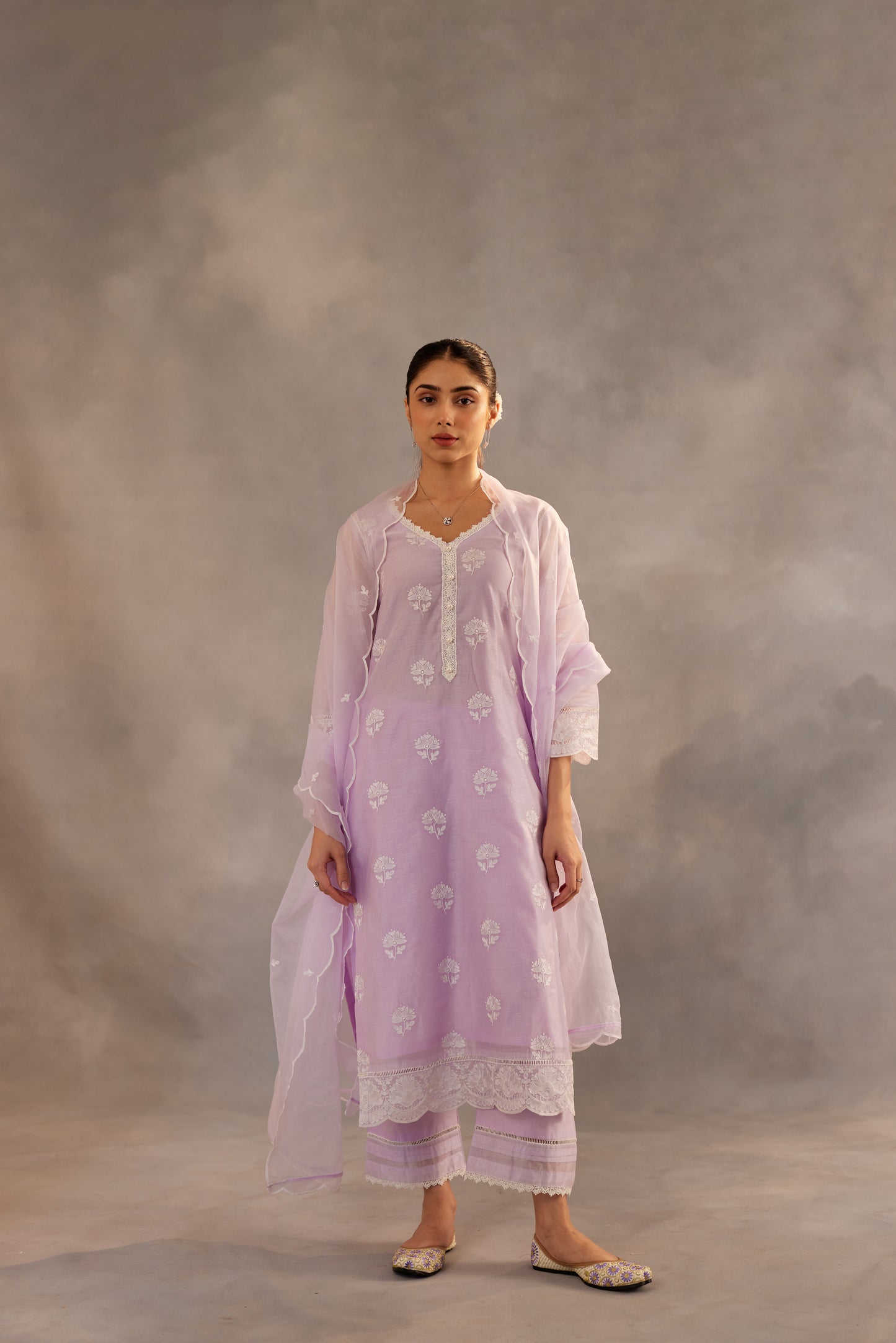 Gul - Lavender Embroidered Suit Set.