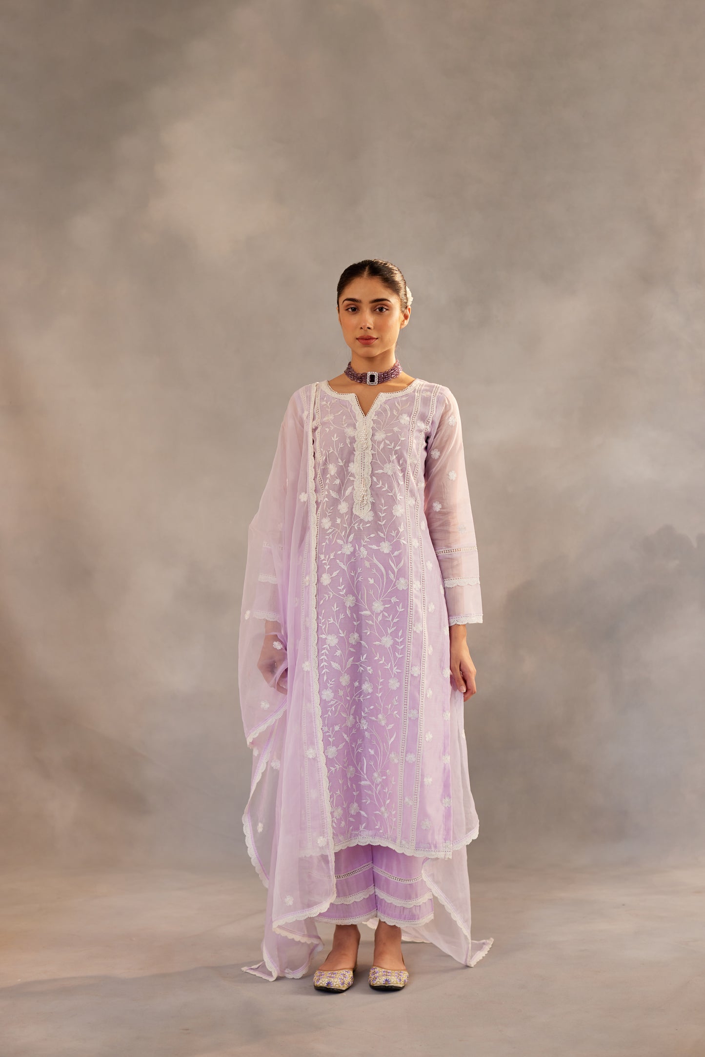 Kalgi - Lavender Embroidered Suit Set.