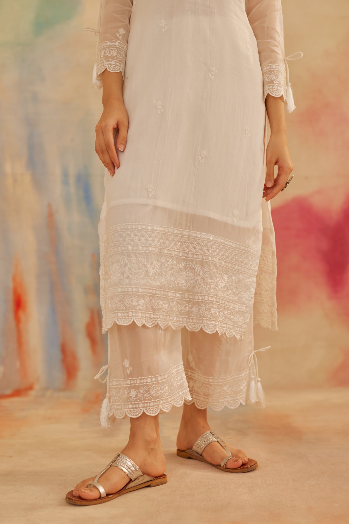 Aseem Ivory White Embroidered Straight Suit Set
