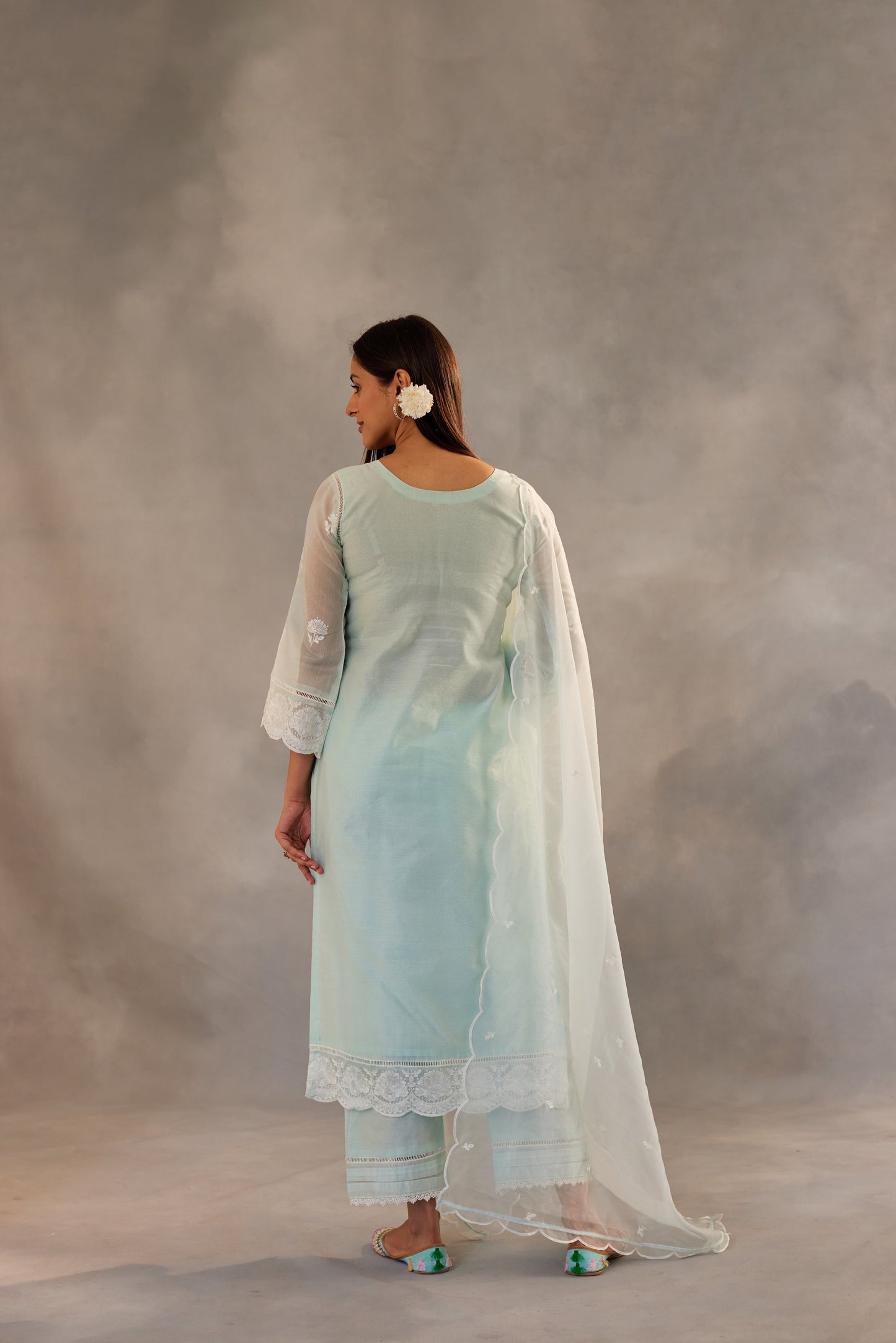 Neelkamal - Mint Green Embroidered Suit Set.