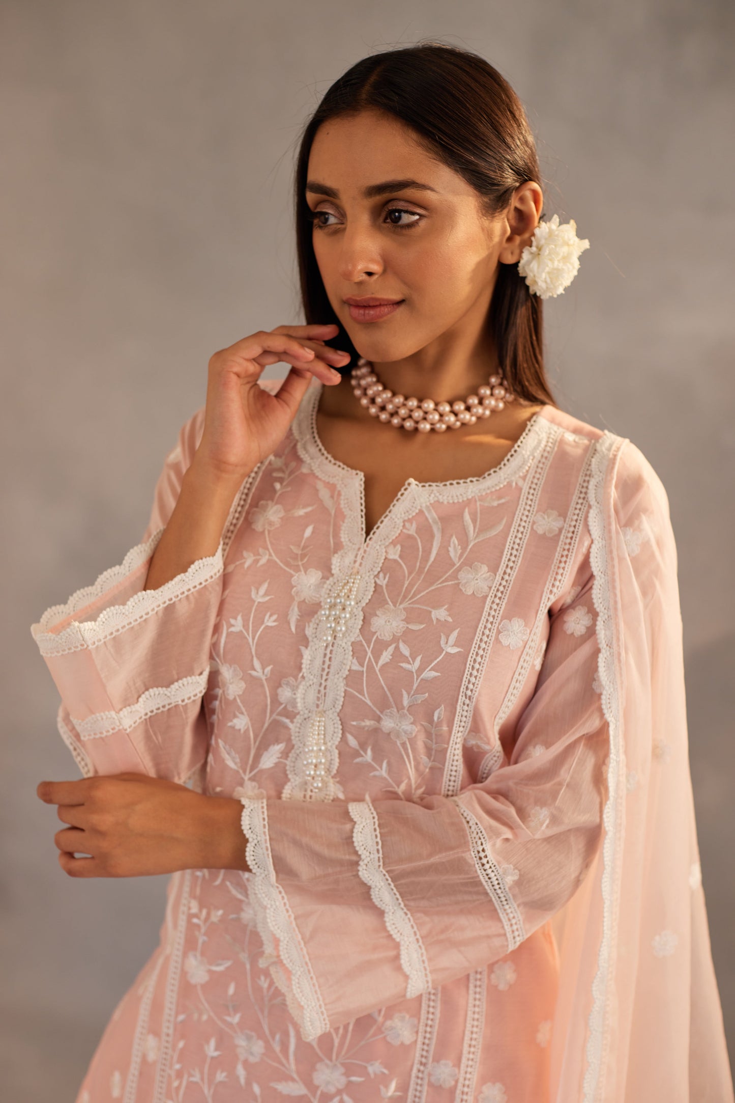 Shivani Pancholi in Gulbagh - Peach Embroidered Suit Set.