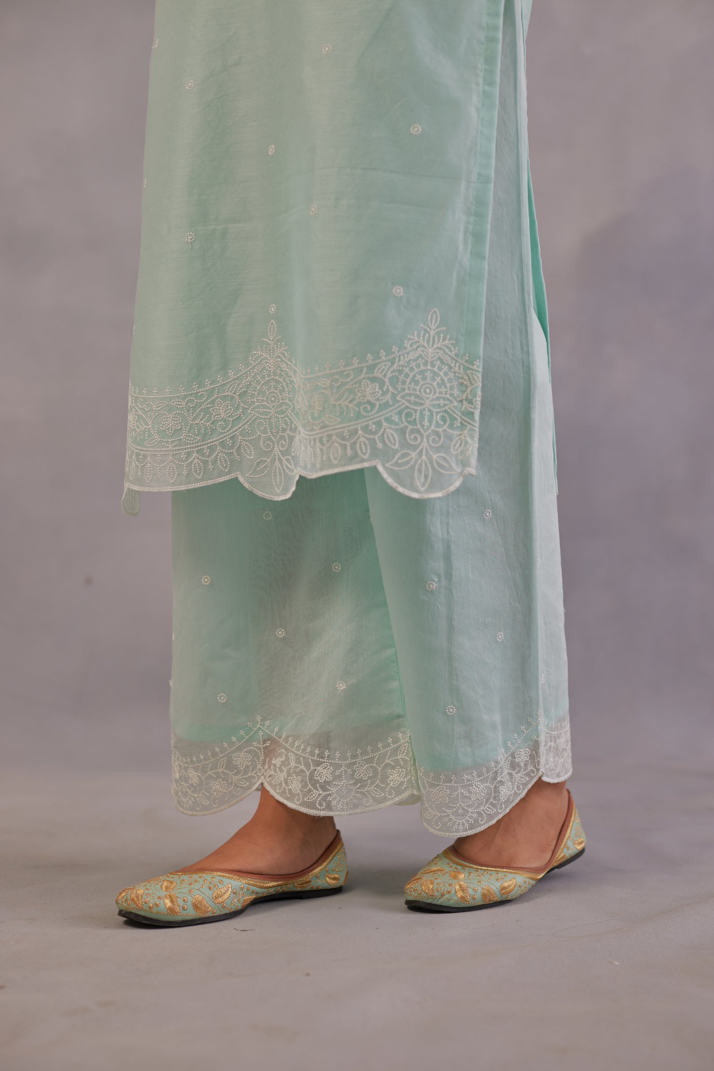 Sadabahaar - Mint Green Embroidered Suit Set.