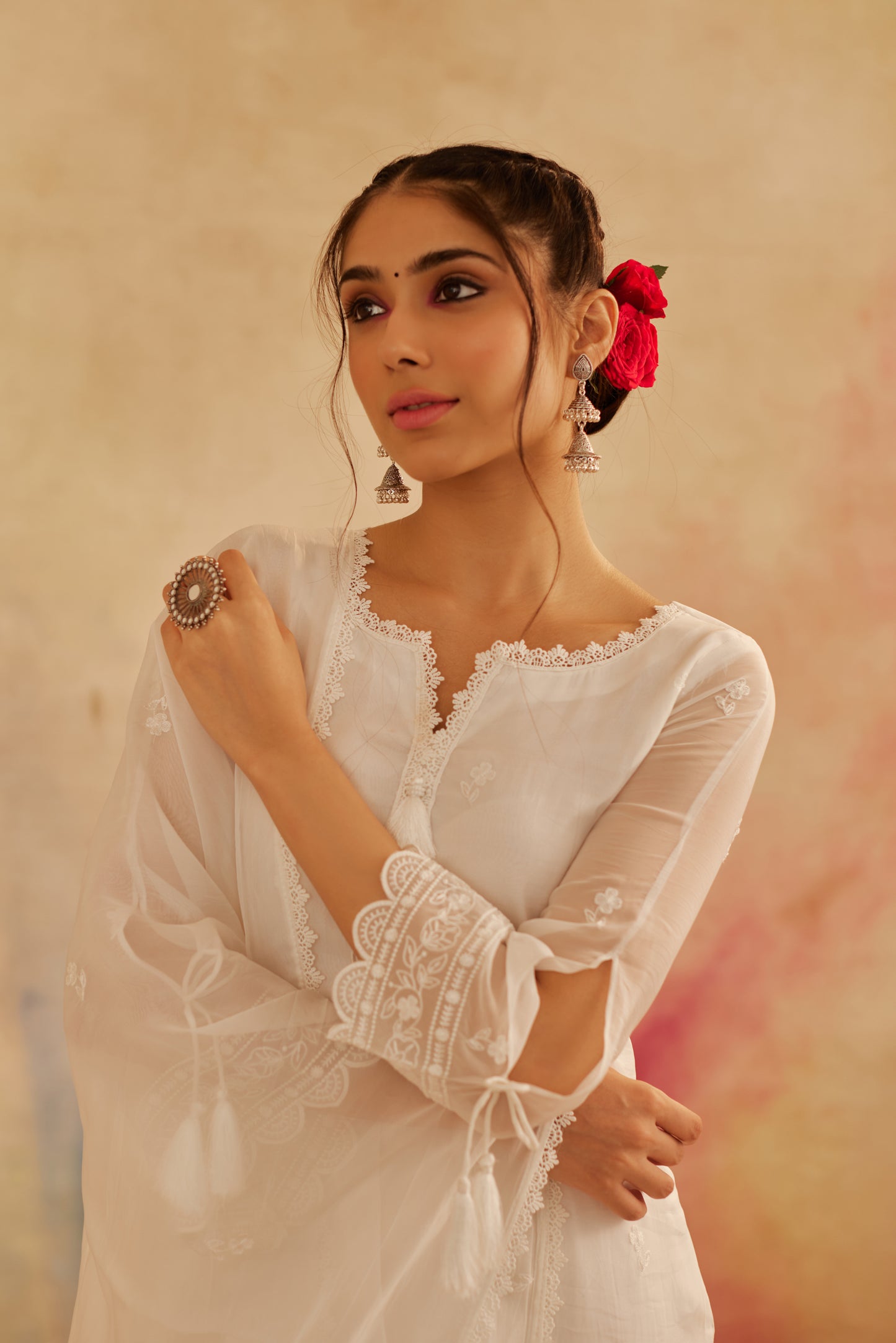 Aseem Ivory White Embroidered Straight Suit Set