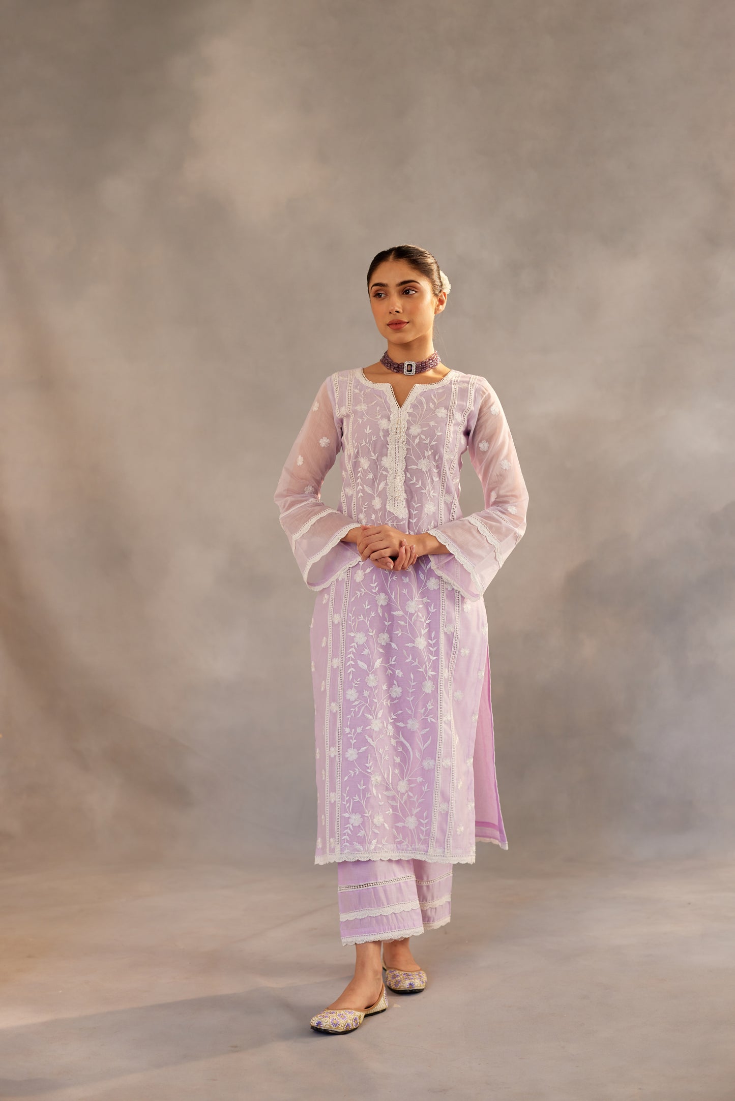 Kalgi - Lavender Embroidered Suit Set.