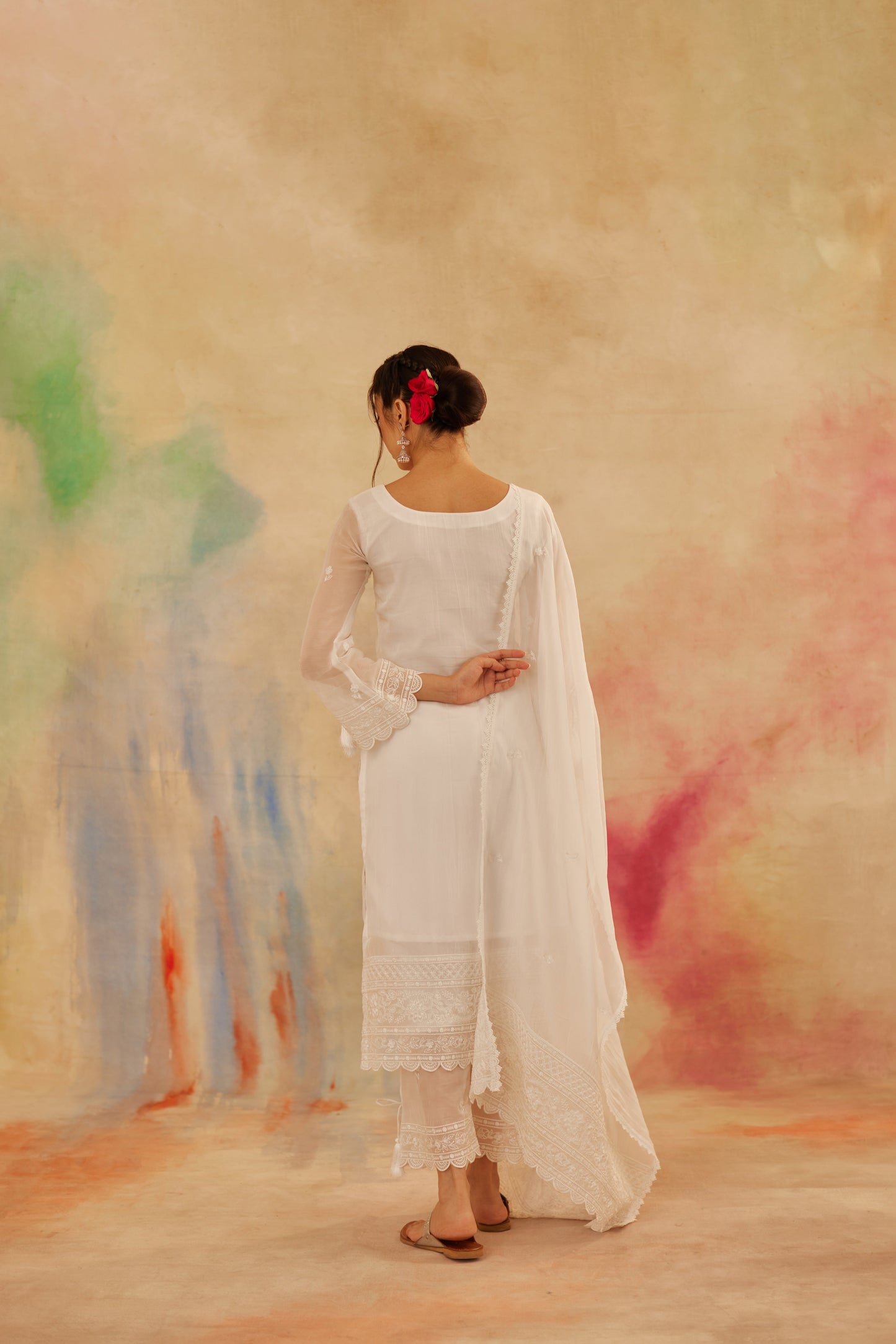 Vanshika Gaba in Aseem Ivory White Embroidered Straight Suit Set