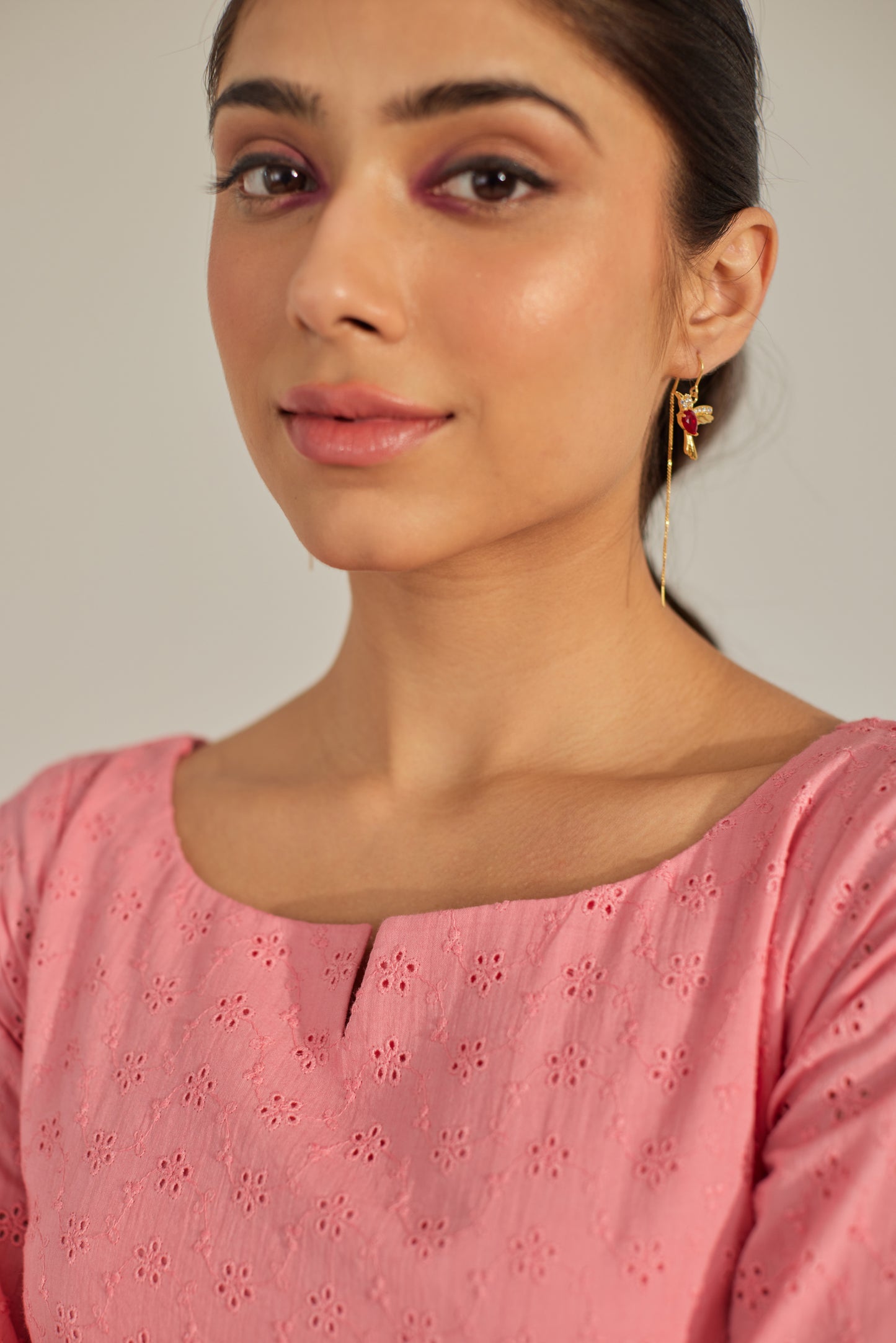 Pink Chikankari Summer Co-ord Set.
