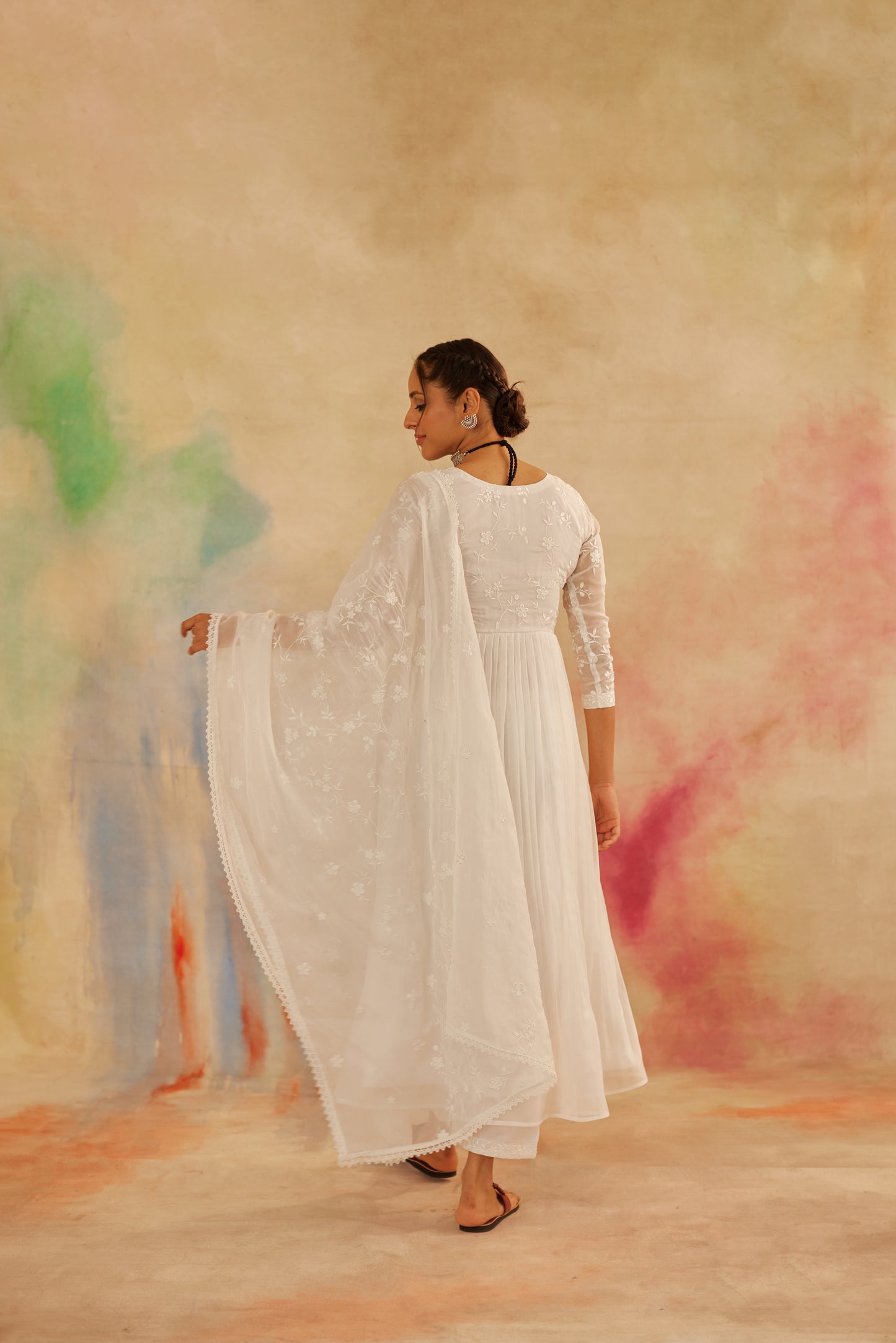Aseem Ivory White Embroidered Anarkali Gown Set
