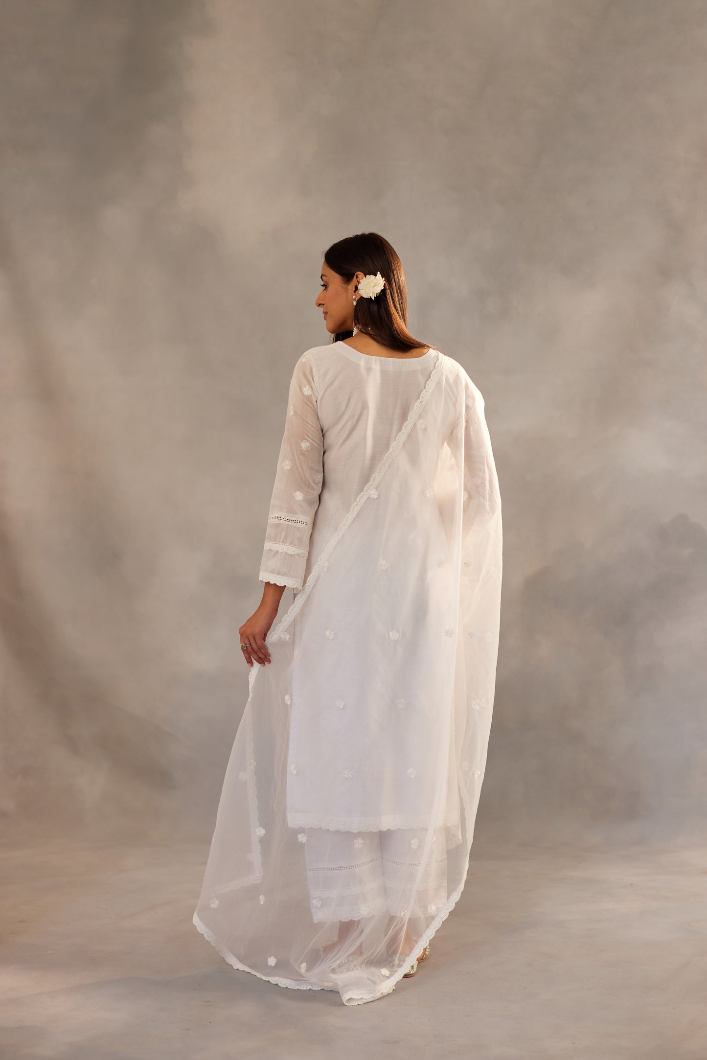 Motiya - Egg White Embroidered Suit Set.