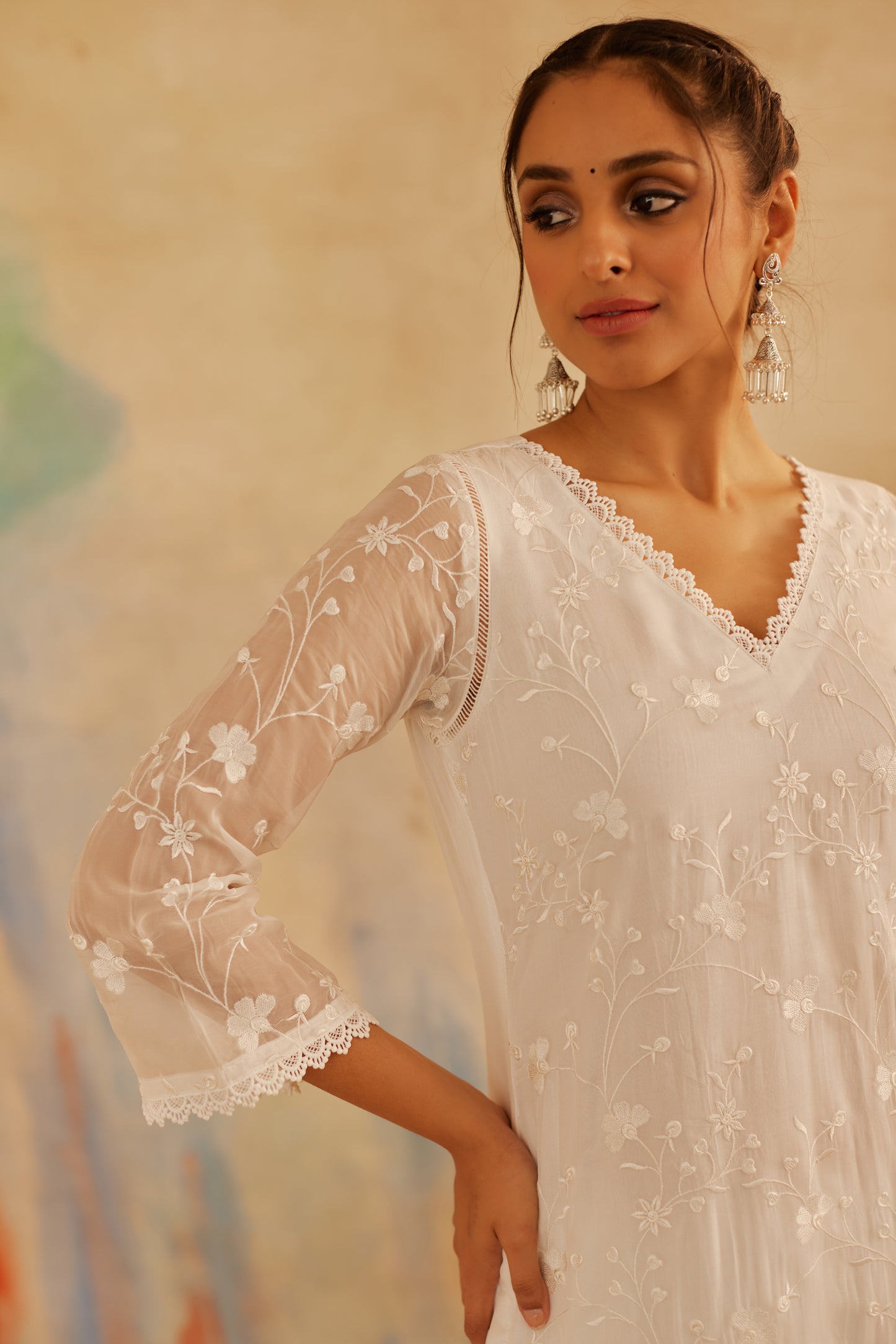 Aseem Ivory White Embroidered Straight Suit Set