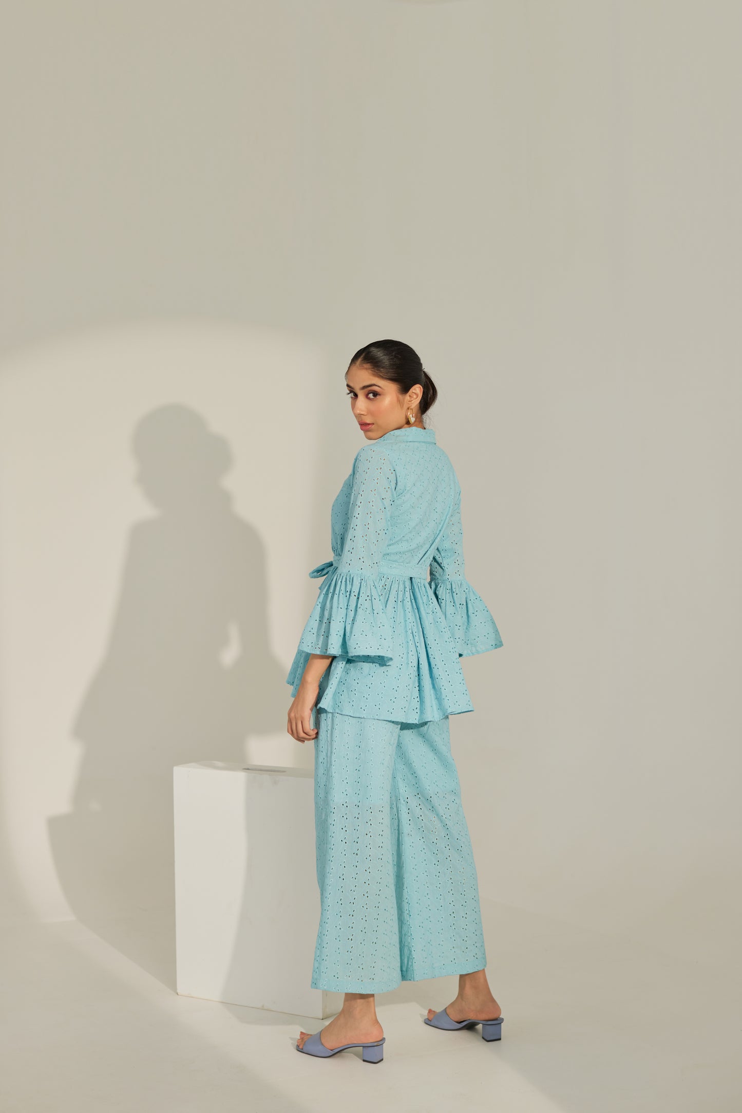 Blue Chikankari Summer Co-ord Set.