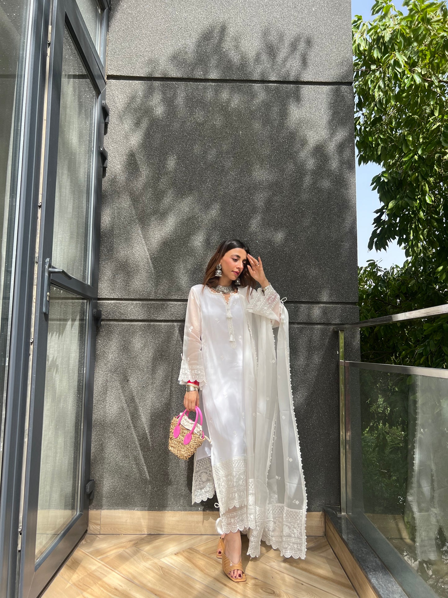 Mehak Jain in Aseem Ivory White Embroidered Straight Suit Set