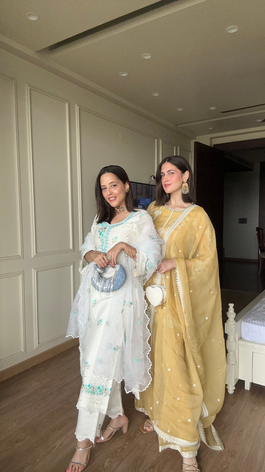 Amitha Sharma in Nazneen - Yellow Organza Sharara Set.