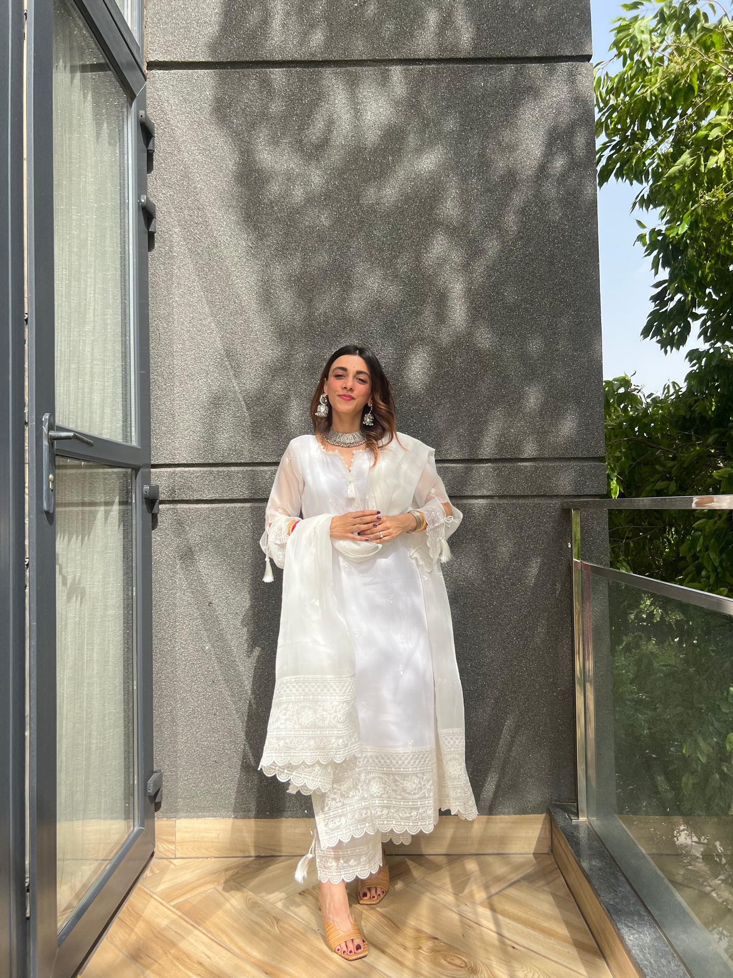 Mehak Jain in Aseem Ivory White Embroidered Straight Suit Set