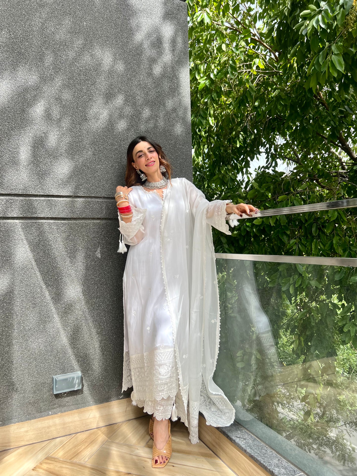 Mehak Jain in Aseem Ivory White Embroidered Straight Suit Set