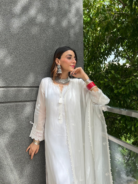 Mehak Jain in  Aseem Ivory White Embroidered Straight Suit Set