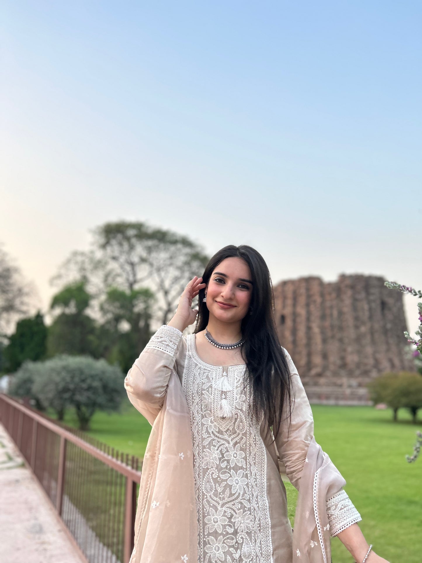 Nandita Miglani in Hazel Beige Chanderi Suit Set