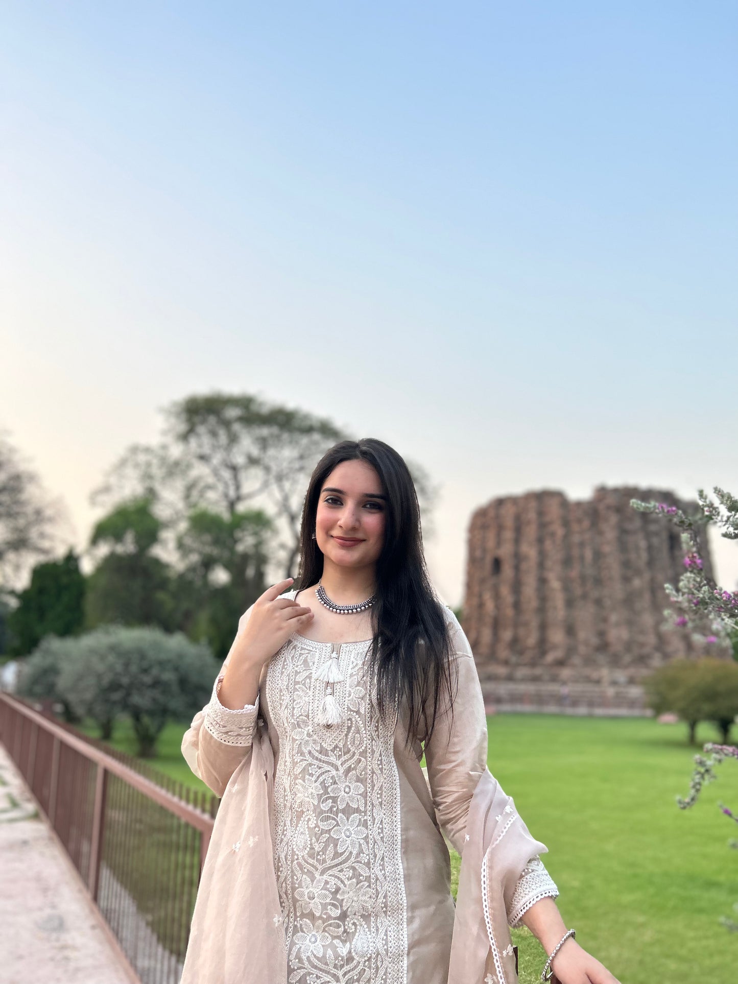 Nandita Miglani in Hazel Beige Chanderi Suit Set