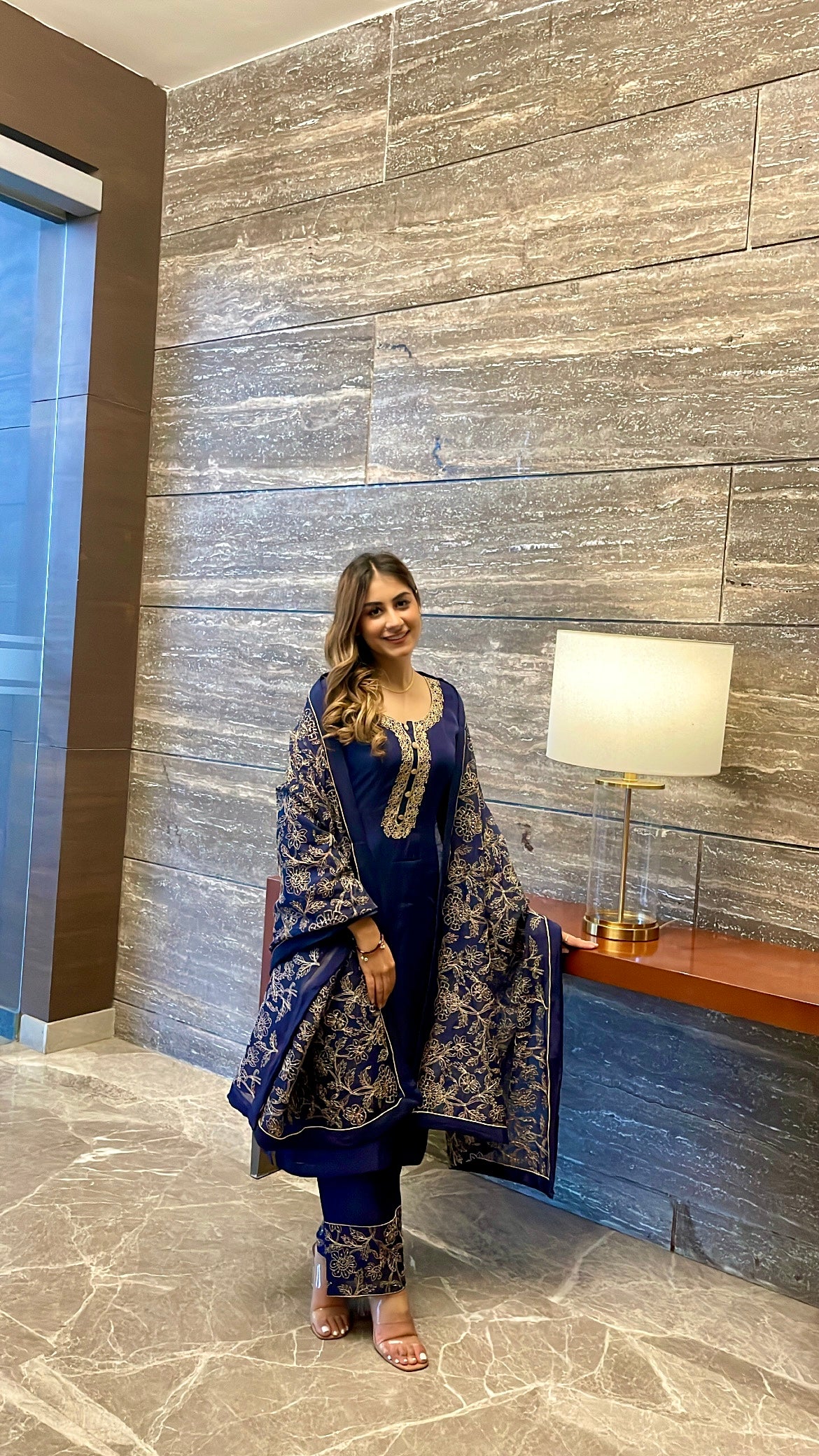 Ritika Singh in Sunehri Blue Suit Set