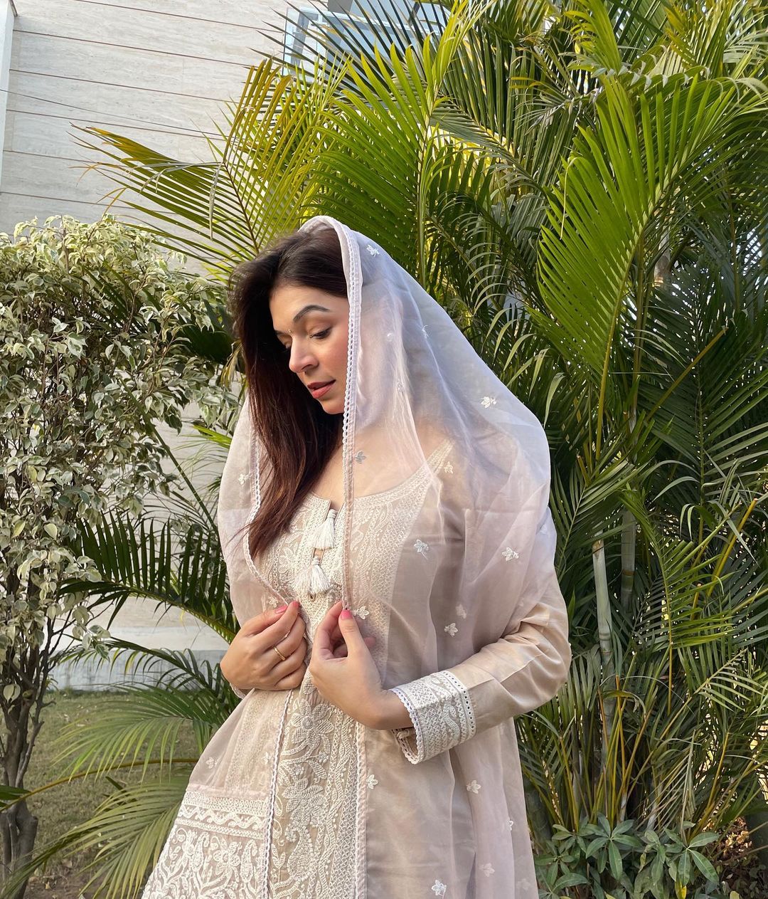 Kavya Chauhan in Hazel Beige Chanderi Suit Set