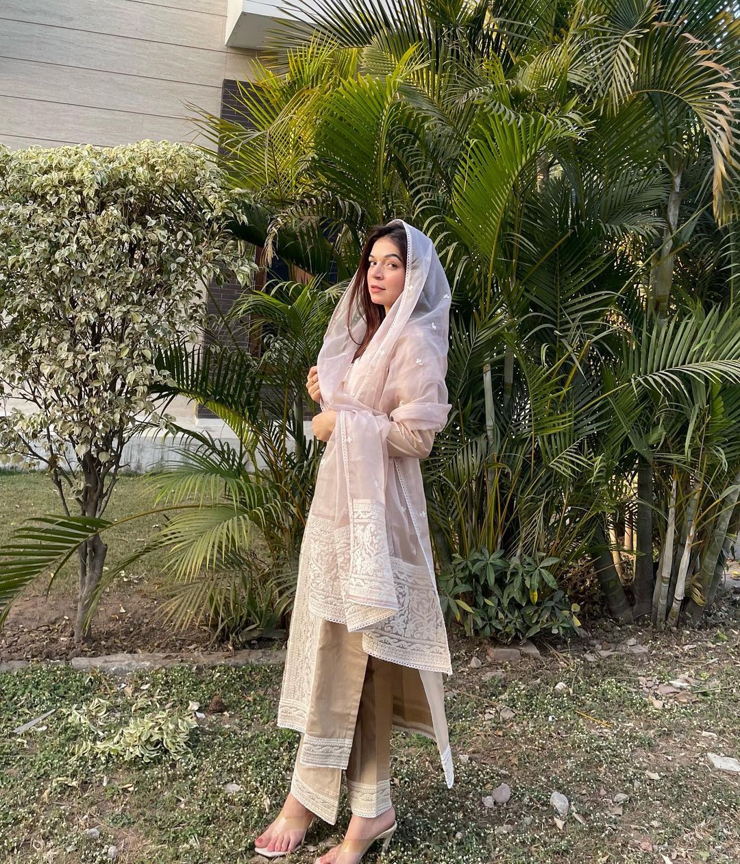 Kavya Chauhan in Hazel Beige Chanderi Suit Set