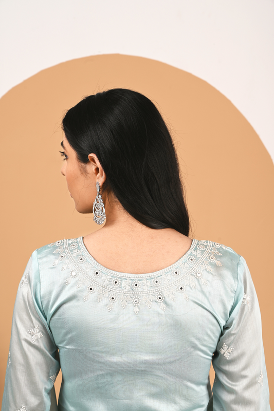 Tiffany Blue Chanderi Suit Set