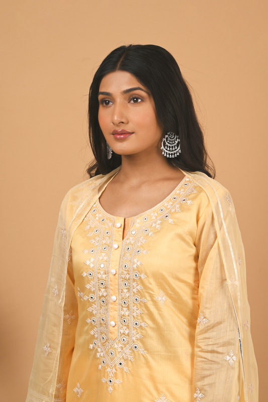 Sunshine Yellow Chanderi Suit Set