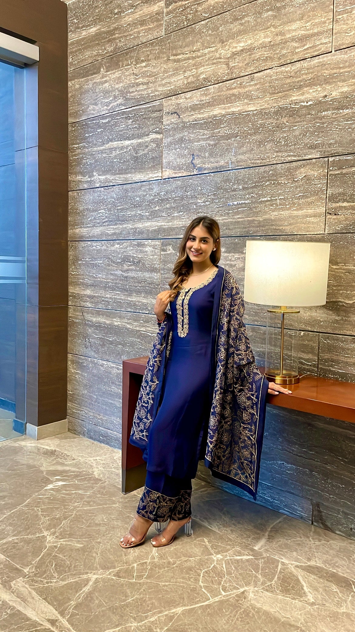 Ritika Singh in Sunehri Blue Suit Set
