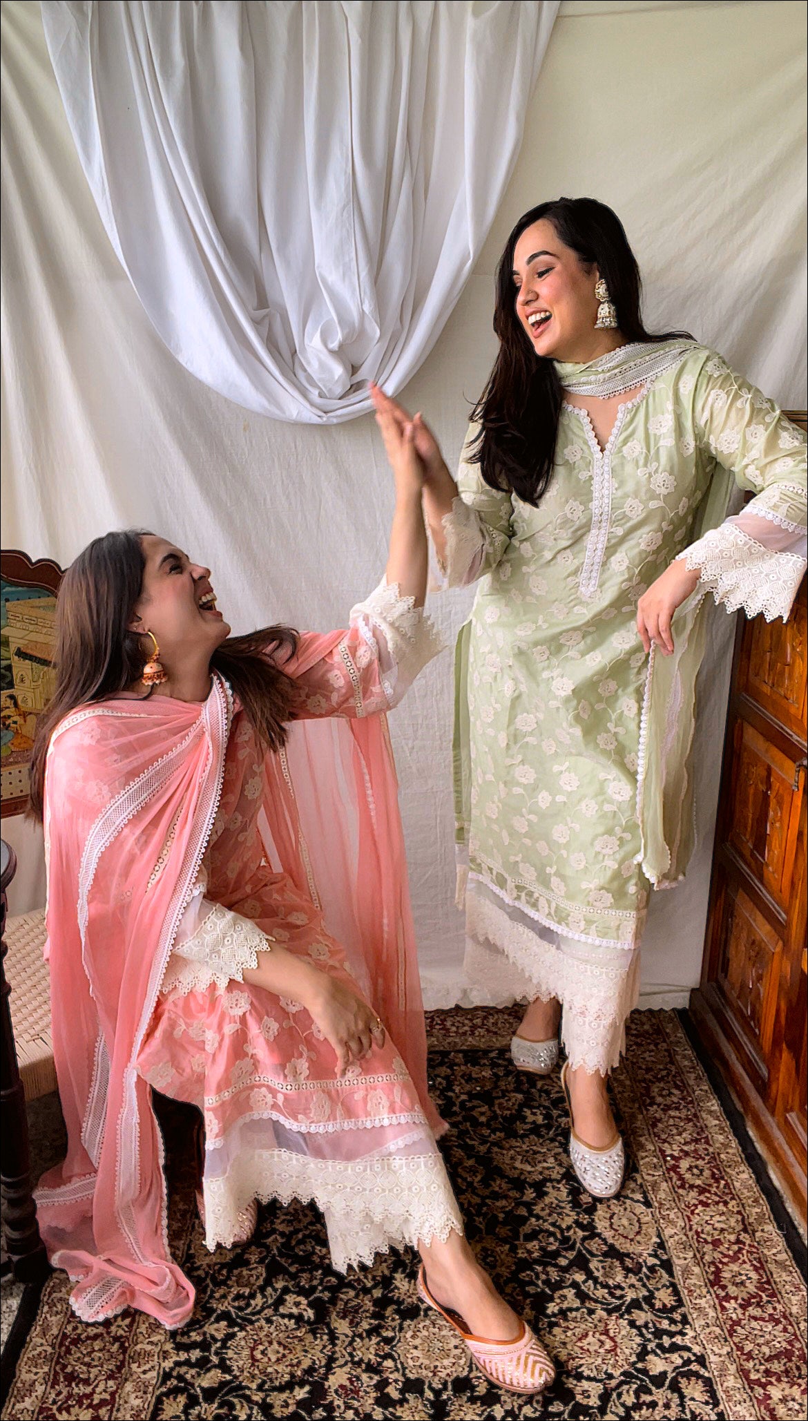 Tahera Fatima in Floral Peach Chanderi Suit Set