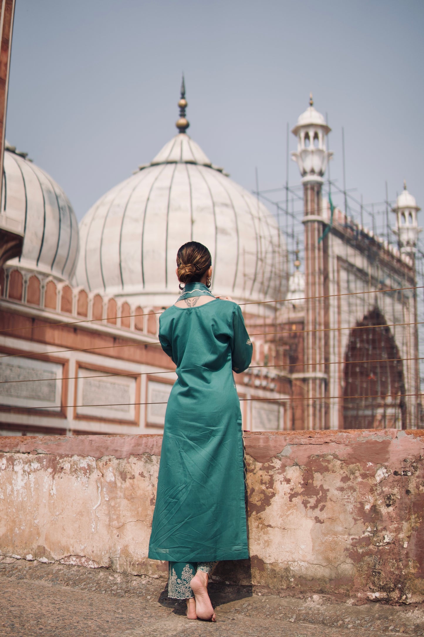 Shreya Lakhani in Pine Green Chanderi Silk Suit Set
