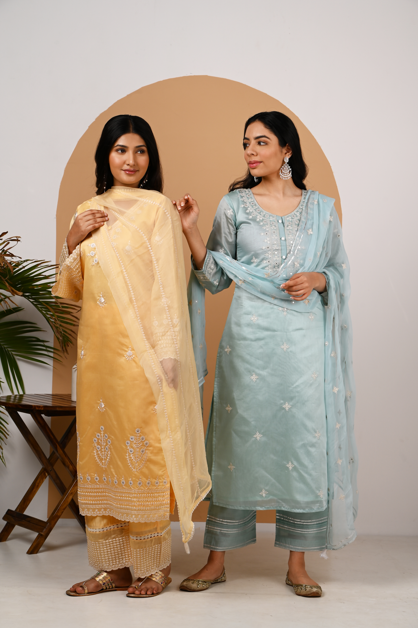 Tiffany Blue Chanderi Suit Set