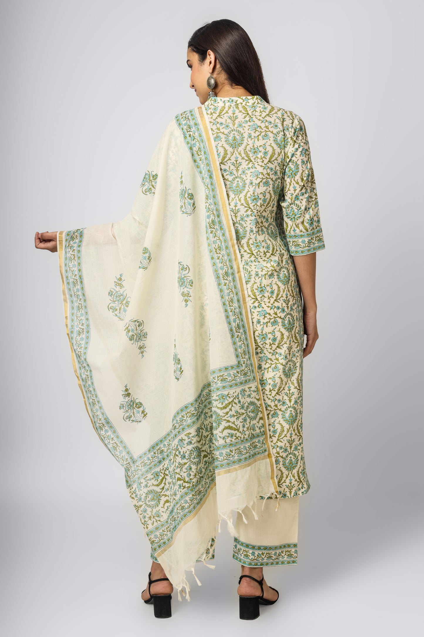 Floral Green Cotton Suit Set