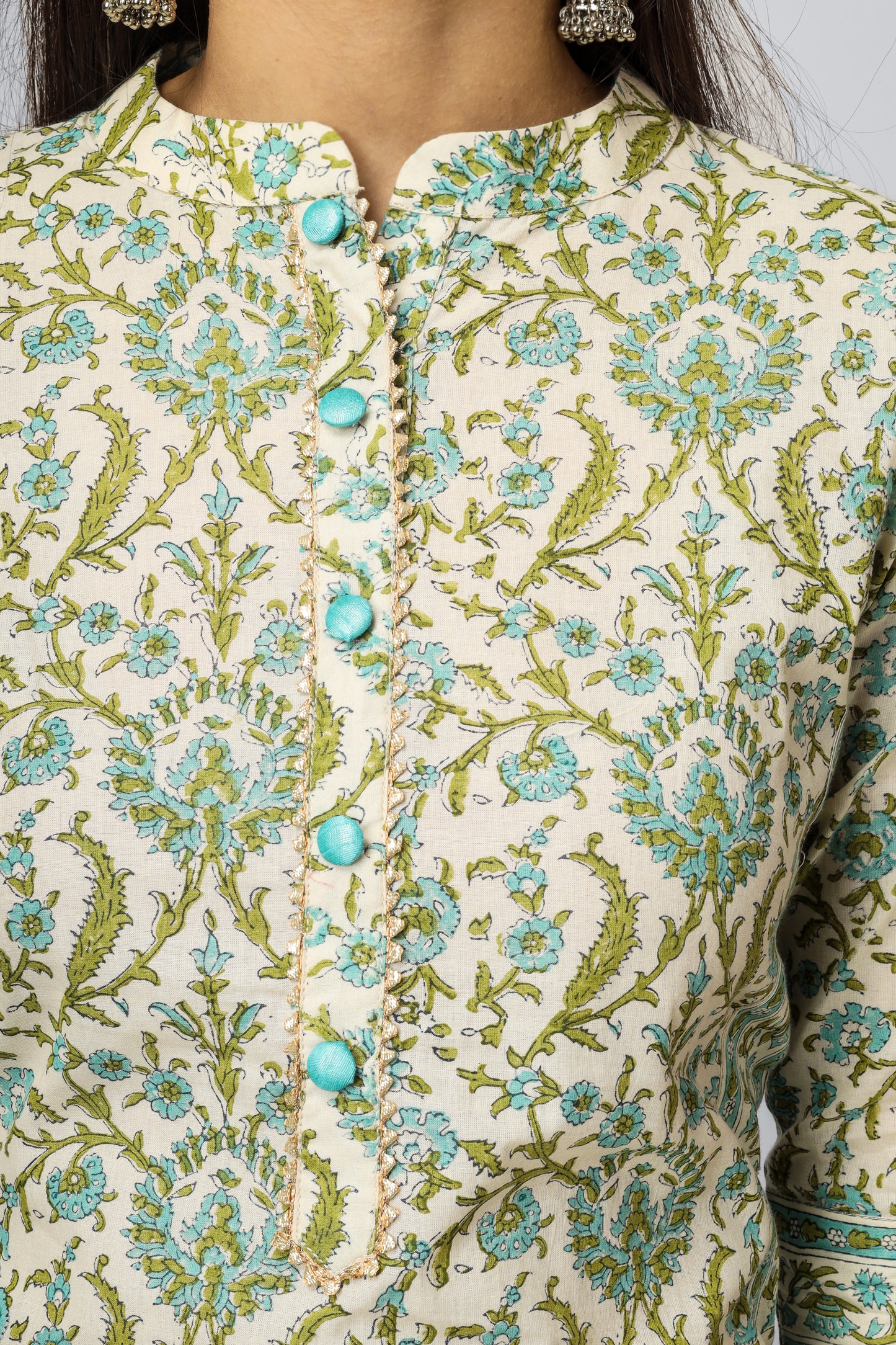 Floral Green Cotton Suit Set