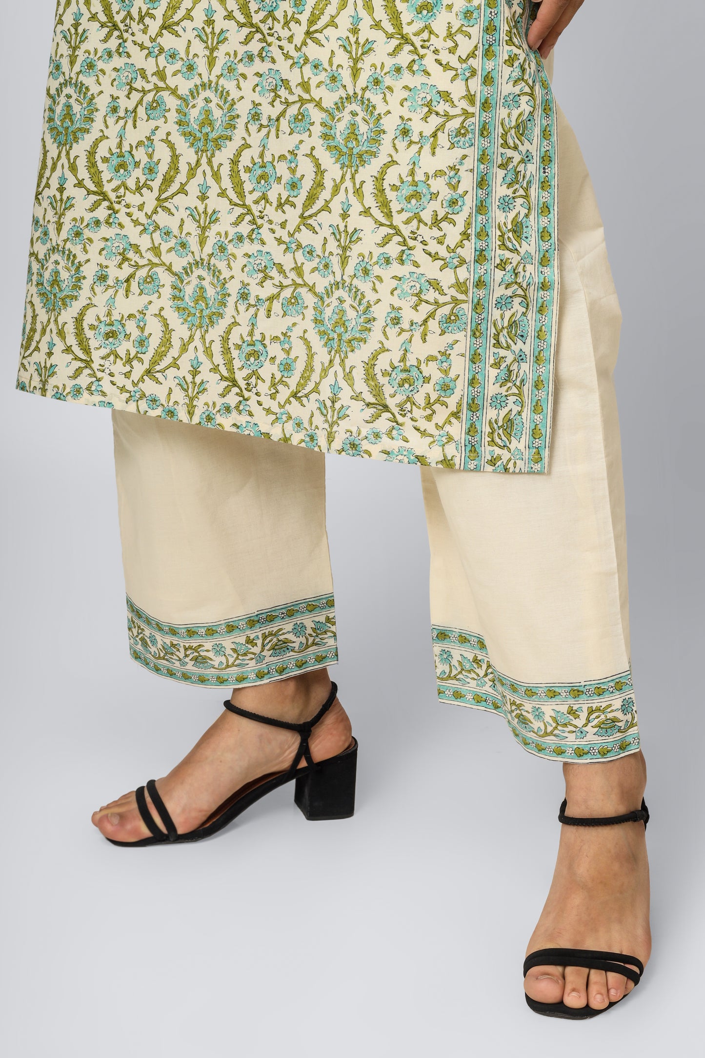 Floral Green Cotton Suit Set