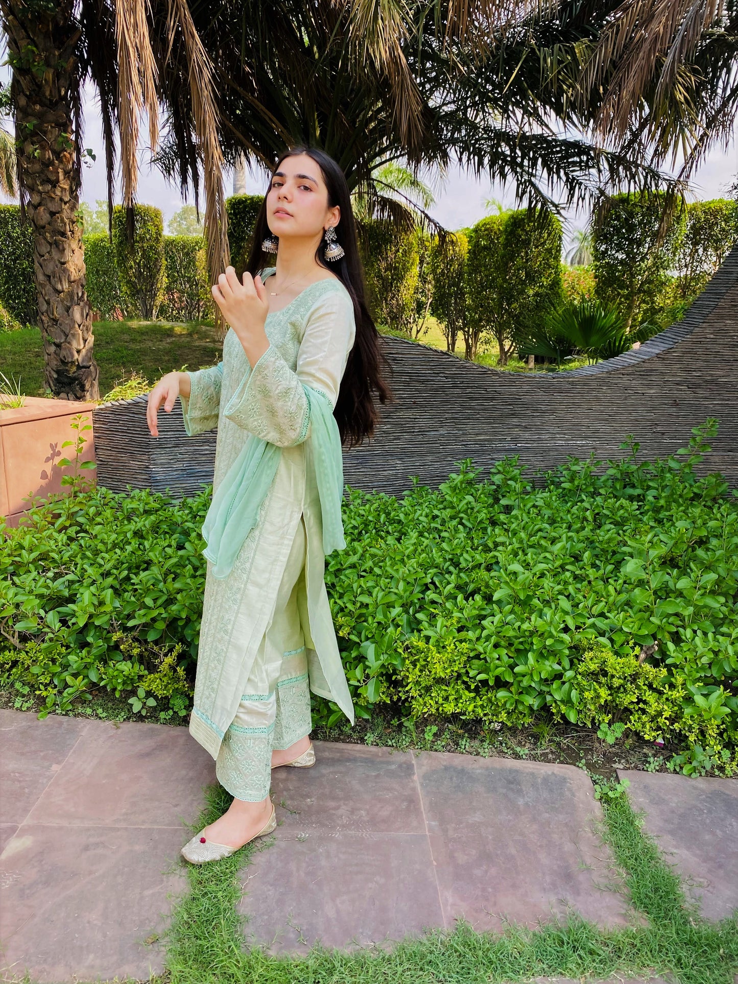 Muskaan Punyani in Pastel Green Chanderi Suit Set