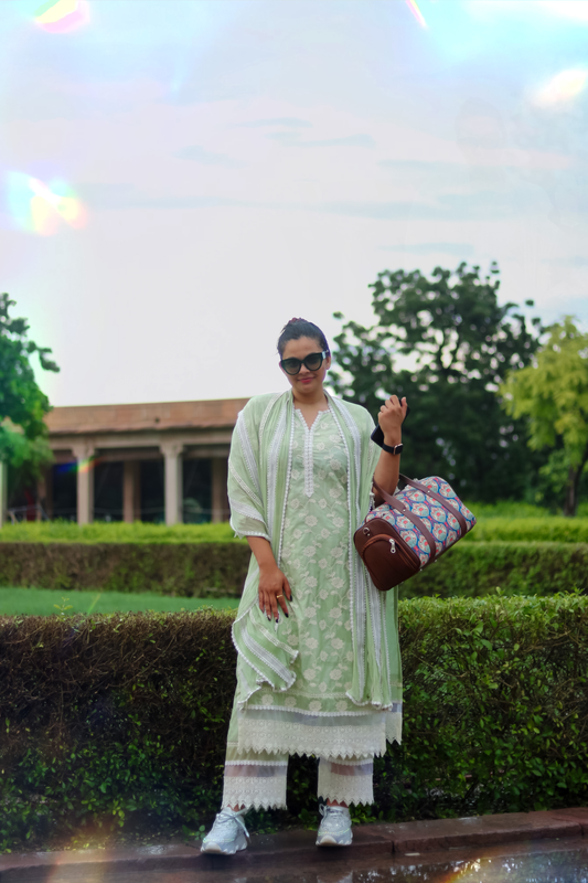 Ipsa Shah in Floral Green Chanderi Suit Set