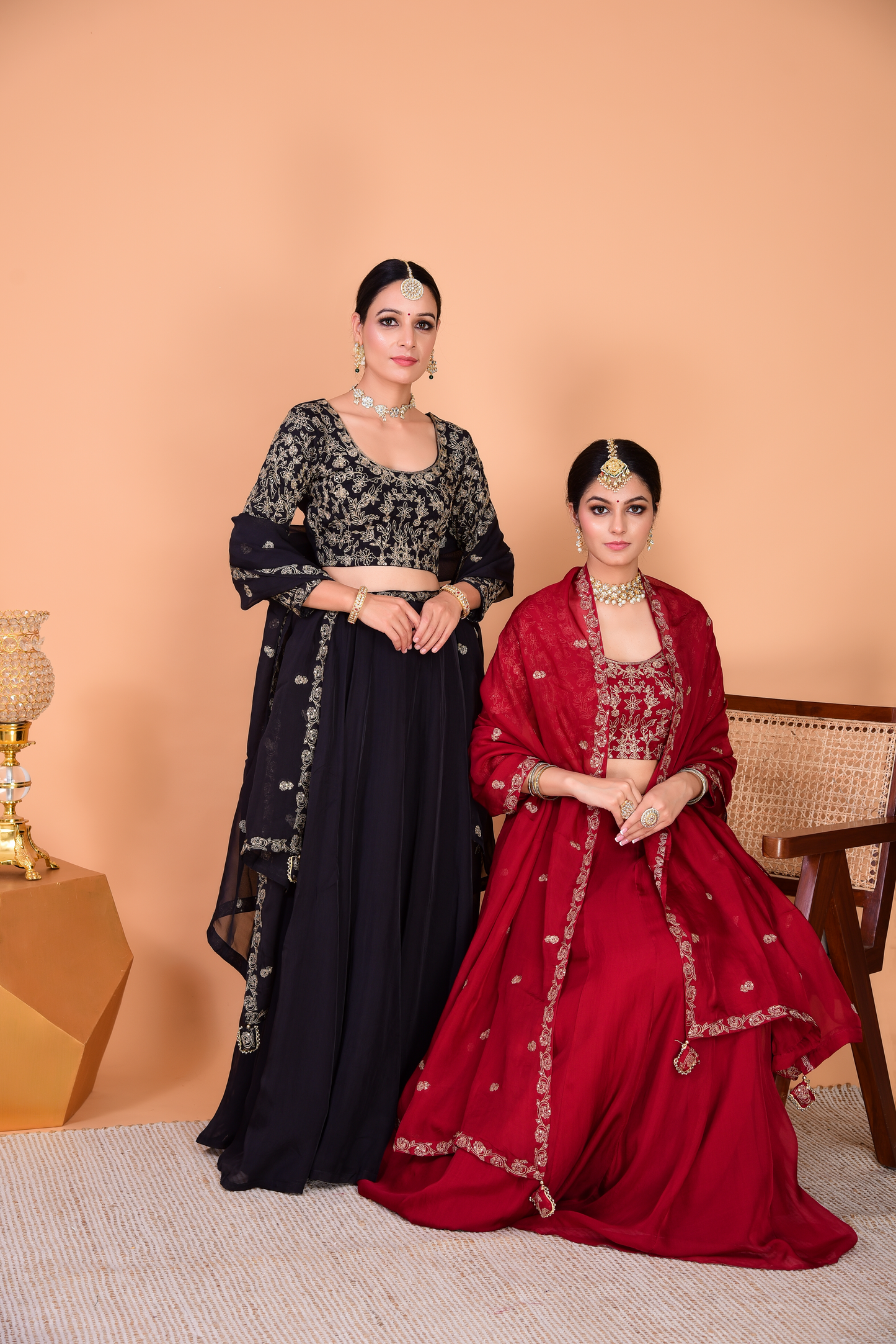 Sunehri Maroon Lehenga Set