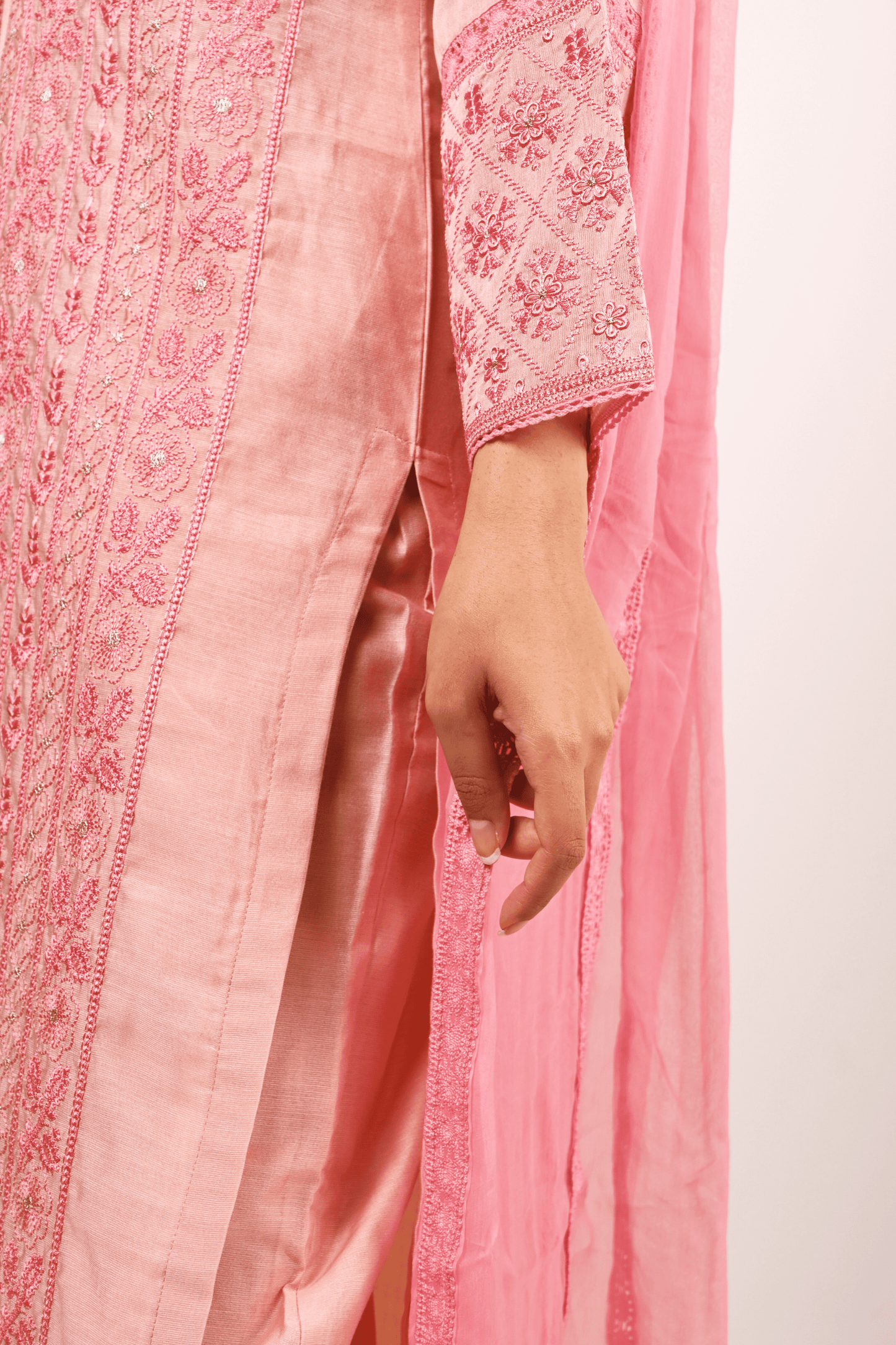 Rustic Pink Chanderi Suit Set