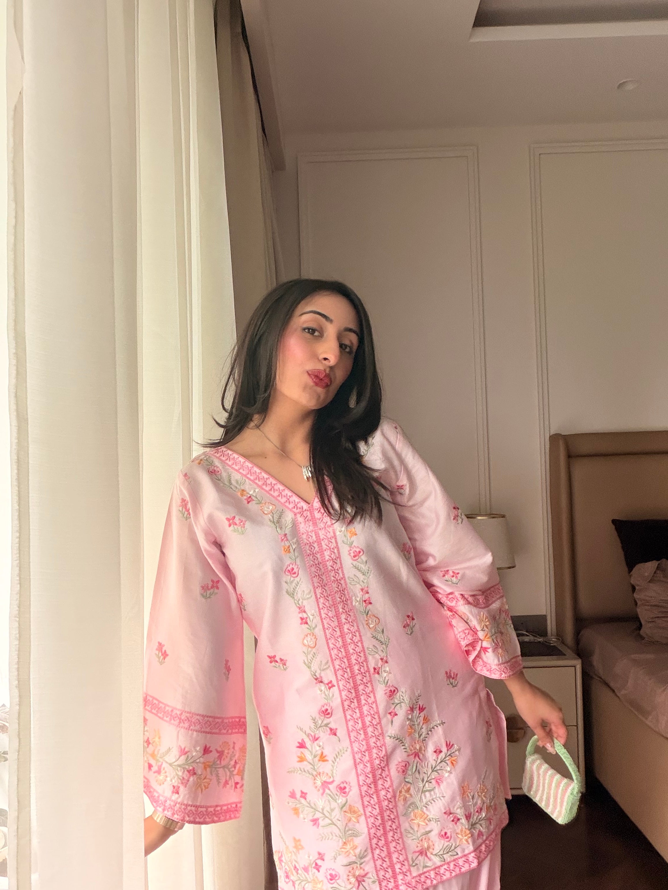 Hiral Kochar in LUNE - Pink Embroidered Co-ord Set