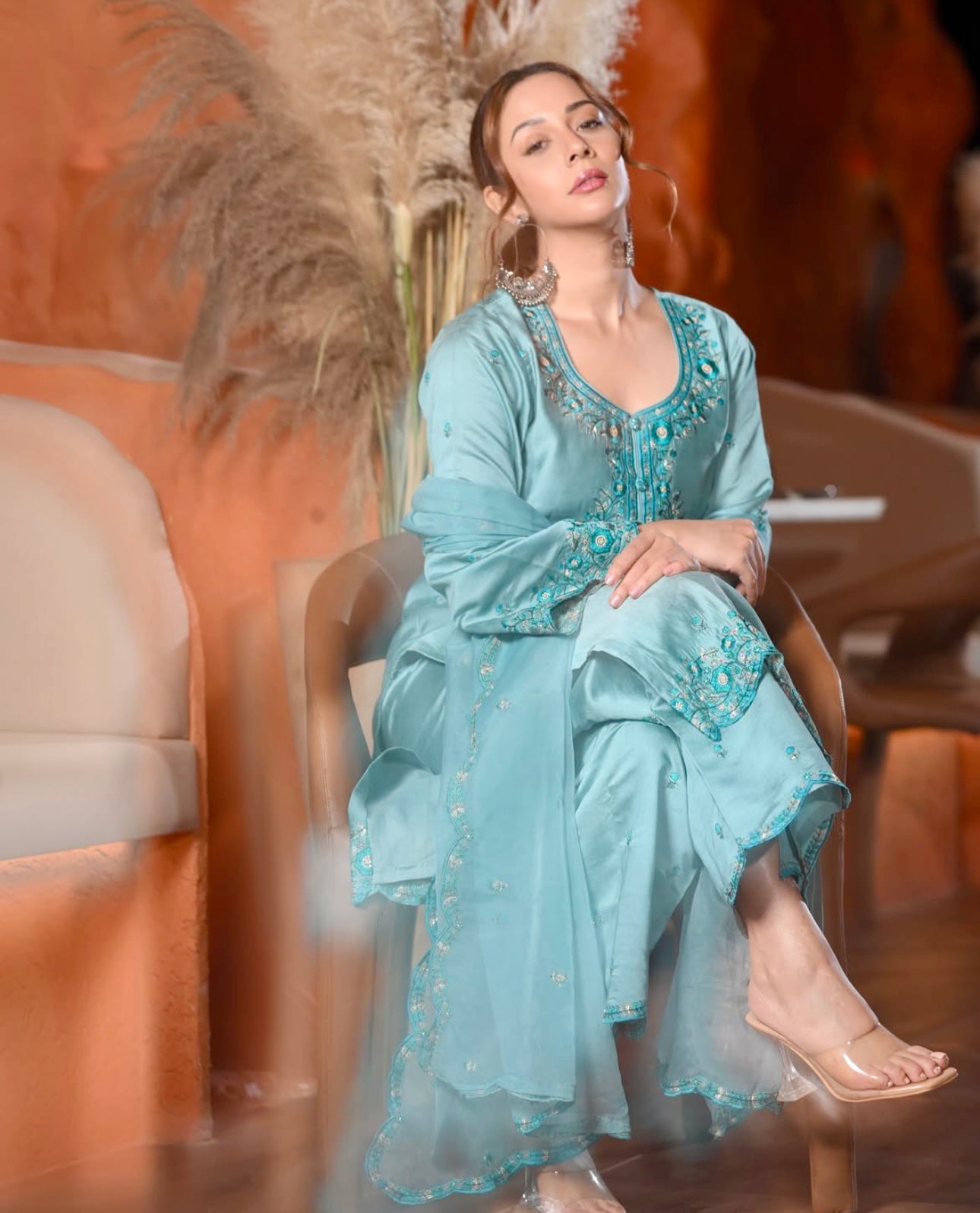 Madhurima Roy in ZIYA -  Blue Chanderi Suit Set