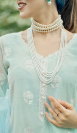 Tanisha Puri in Neelkamal - Mint Green Embroidered Suit Set.