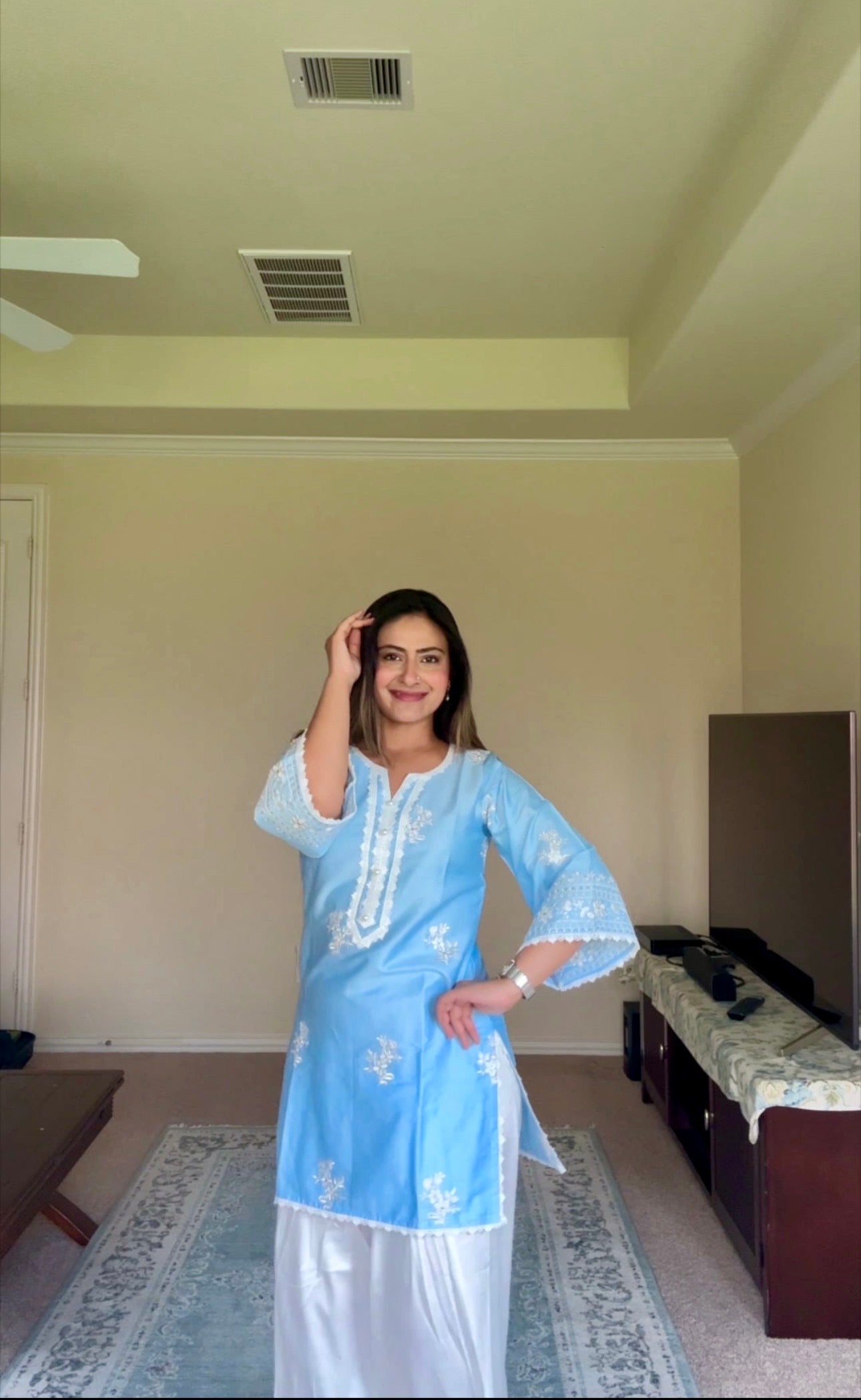 Shivangini Singh Rathore in AURE - Blue Embroidered Co-ord Set