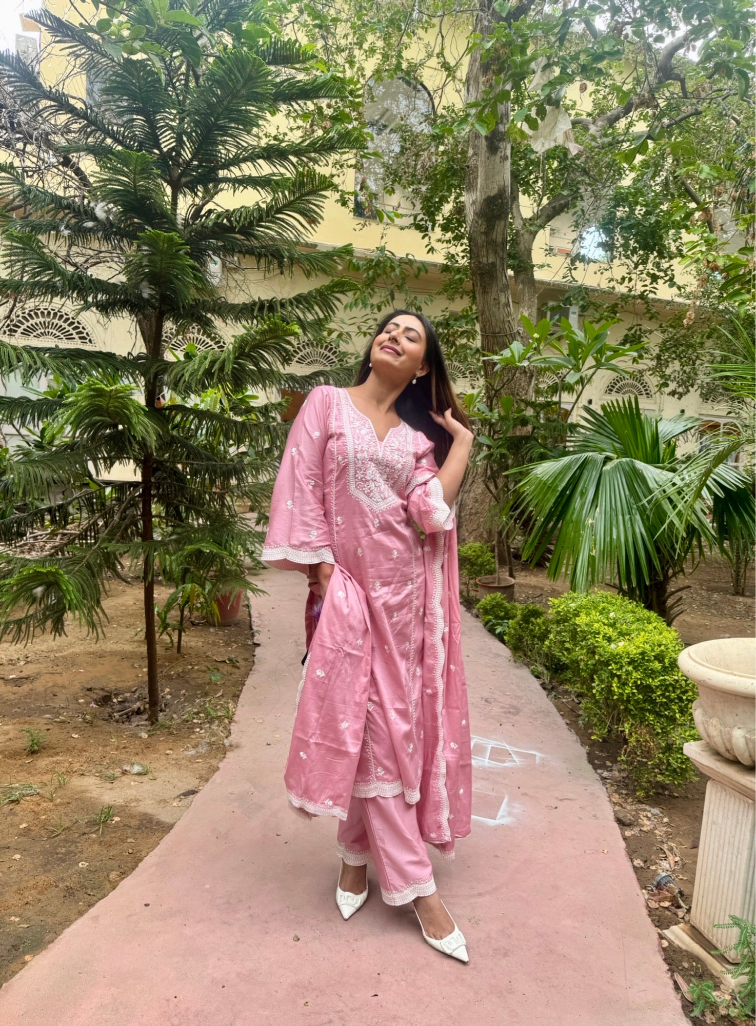 Shivangini Singh Rathore in ABRI - Pink Cotton Suit Set