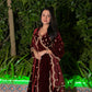 Shefali Bagga in ANTARA - Velvet Maroon Anarkali Set