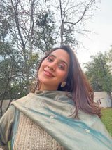 Dr. Taniya Bakshi in ZIA - Sage Blue Tissue-Organza Anarkali Set