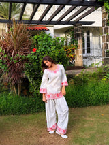 Yogita Bihani in SCARLET -  White Embroidered Co-ord Set