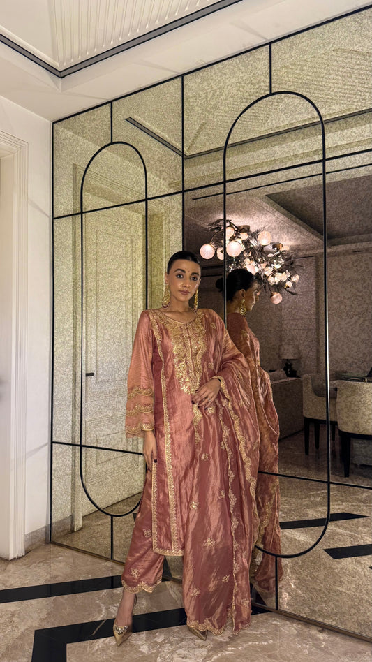 Mehak Jain in ADAA - Rustic Orange Tissue-Organza Suit Set