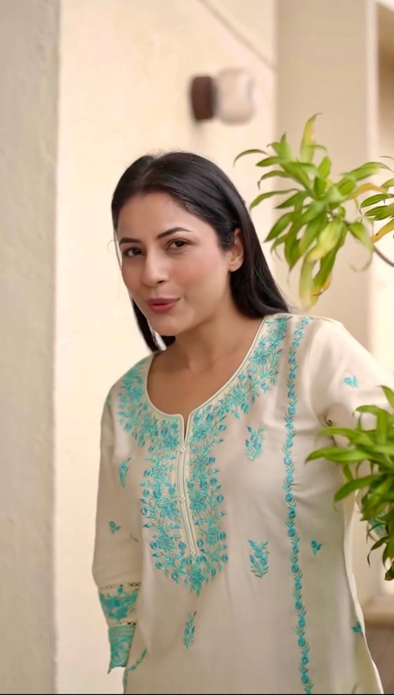 Shehnaaz Gill in AERIS - Ivory Embroidered Co-ord Set