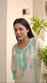 Shehnaaz Gill in AERIS - Ivory Embroidered Co-ord Set