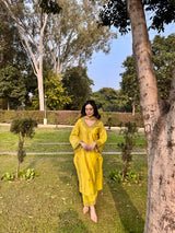 Ishita Sandhu in MEERA - Yellow Chanderi Suit Set