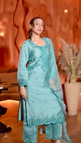 Madhurima Roy in ZIYA -  Blue Chanderi Suit Set